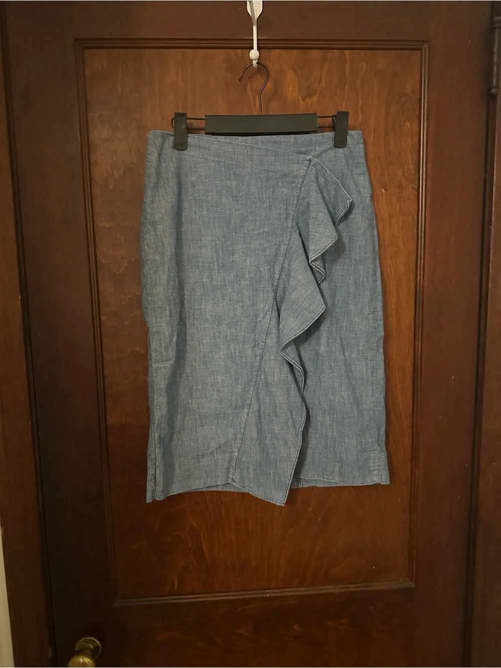 J. Crew Chambray Ruffle Knee Length Skirt 4